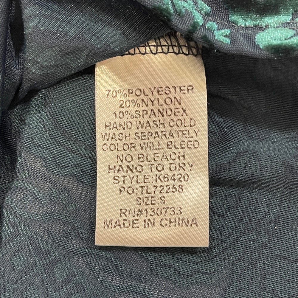 Artistic Works by Lu Burnout Velvet Blouse Women Size S Teal Green Floral | Boho - Picture 4 of 6